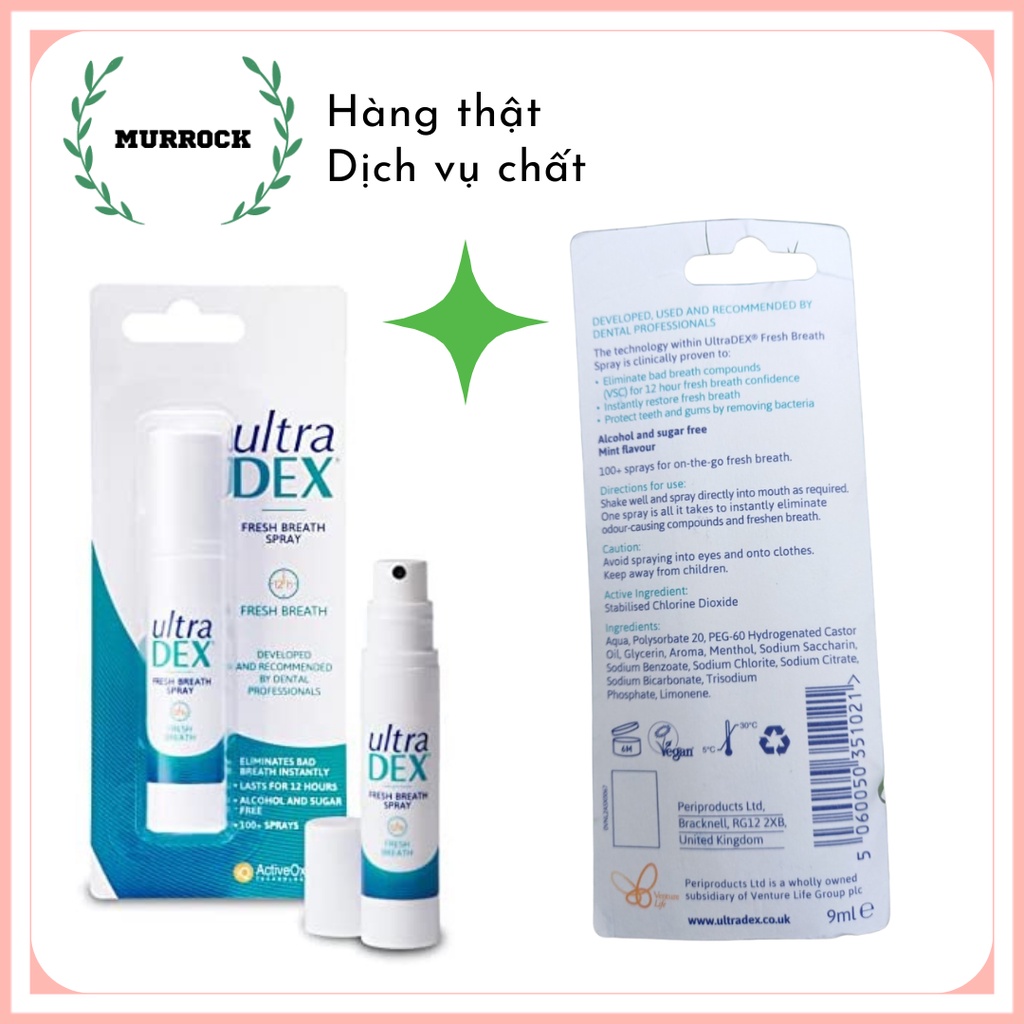 Xịt thơm miệng Ultra Dex  Fresh Breath UK Anh Quốc 9ml