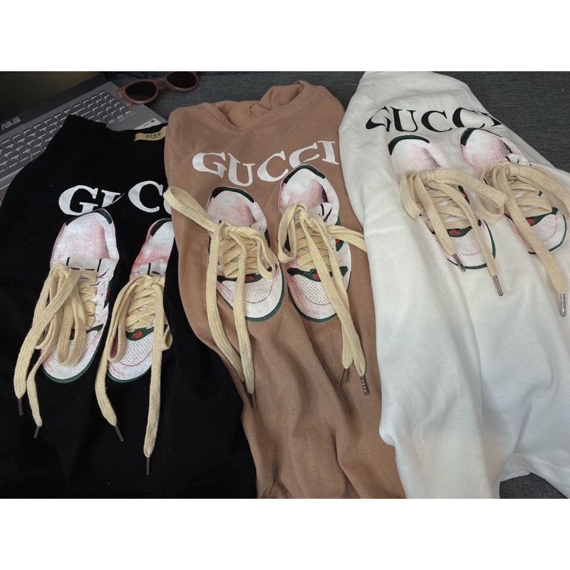 Áo phông GUCCI hình giày, có buộc dây giày 3158 như hình dành cho cả nam nữ - mẫu HOT