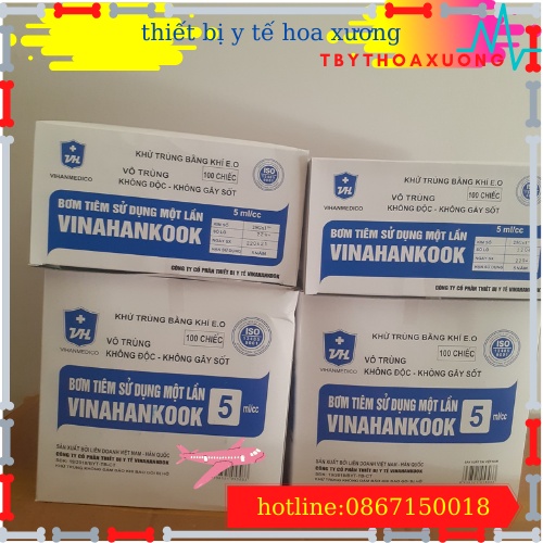 [100 ông]Bơm tiêm Vinahankook 5cc-5ml[thietbiytehoaxuong]