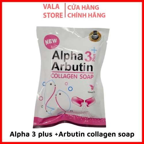 Xà Phòng kích trắng Alpha Arbutin 3+ Plus collagen soap  80g,Thái Lan,giảm mụn lưng và giảm thâm