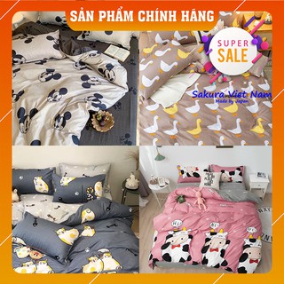 [HÀNG XUẤT NHẬT] Bộ 4 Món Chăn Ga Gối Poly Cotton Nhập Khẩu - BST Drap Giường Vườn Bách Thu