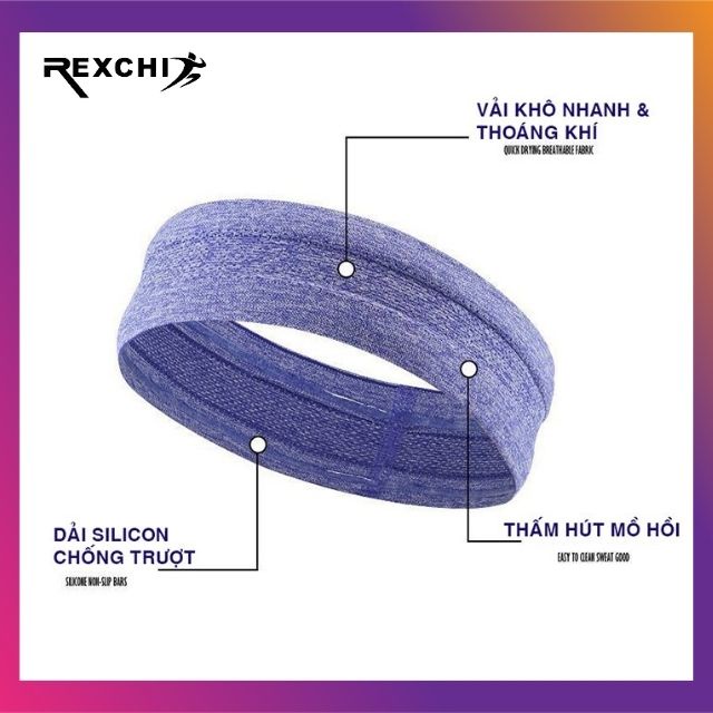 Băng đô trán thể thao chặn mồ hôi headband nam nữ thời trang co giãn chống trượt bản 5cm Rexchi