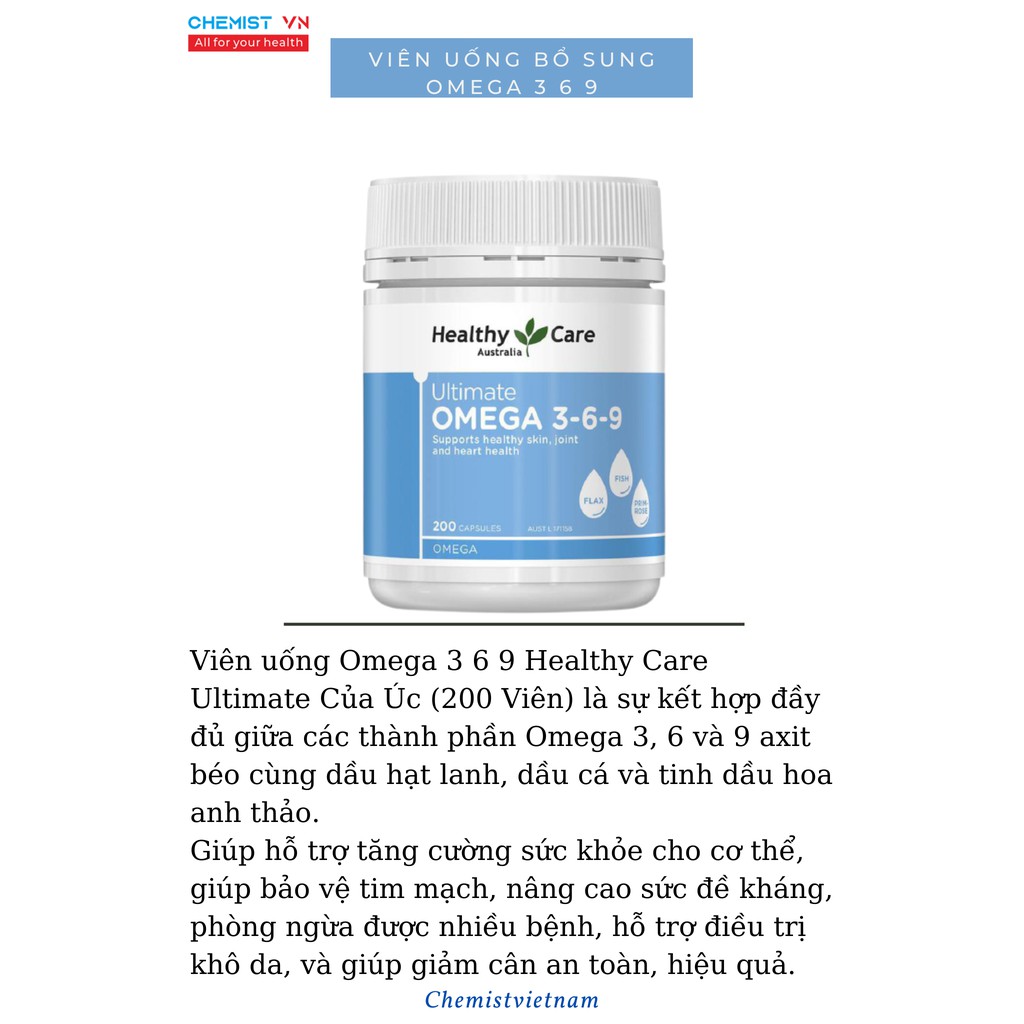 Omega 369 Của Healthy Care Úc 200 Viên (mẫu mới) | BigBuy360 - bigbuy360.vn