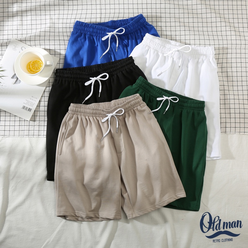 Quần Short Nam Basic, Quần Basic Unisex Quần Đùi Ngố Thể Thao  Trơn Chất Thun Có Dây Chun, Vải Thoáng Mát