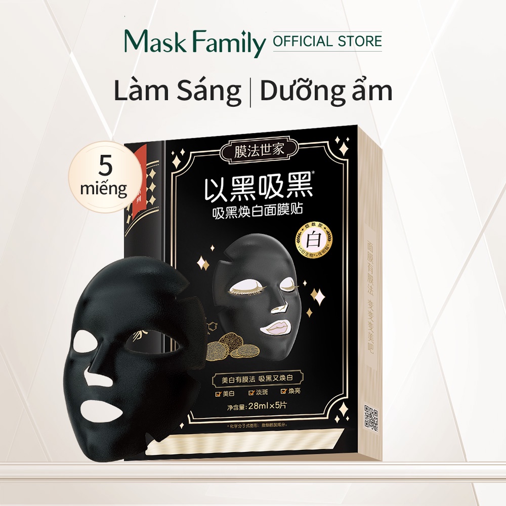 MASK FAMILY mặt nạ dưỡng trắng da chứa Nicotinamide giúp dưỡng ẩm da hiệu quả 28ml 5miếng