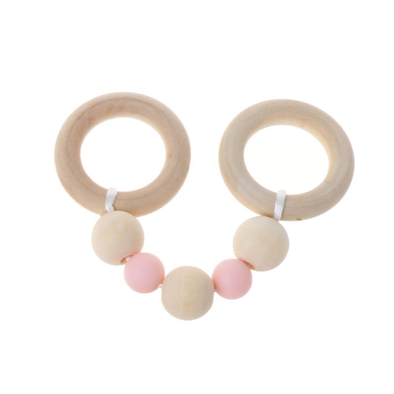 Lục Lạc Đồ Chơi Bằng Gỗ Và Silicone Đính Hạt Gỗ Cho Bé