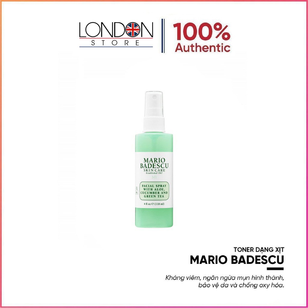 Toner xịt Mario Badescu Facial Spray Cucumber and Green Tea