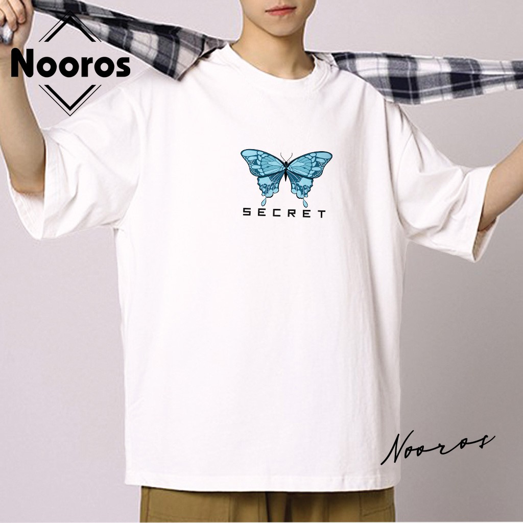 Áo thun hình con bướm Butterfly tay lỡ nam nữ Nooros vải phông trơn cotton form rộng in đẹp TAY LỠ BƯỚM SECRET - T20