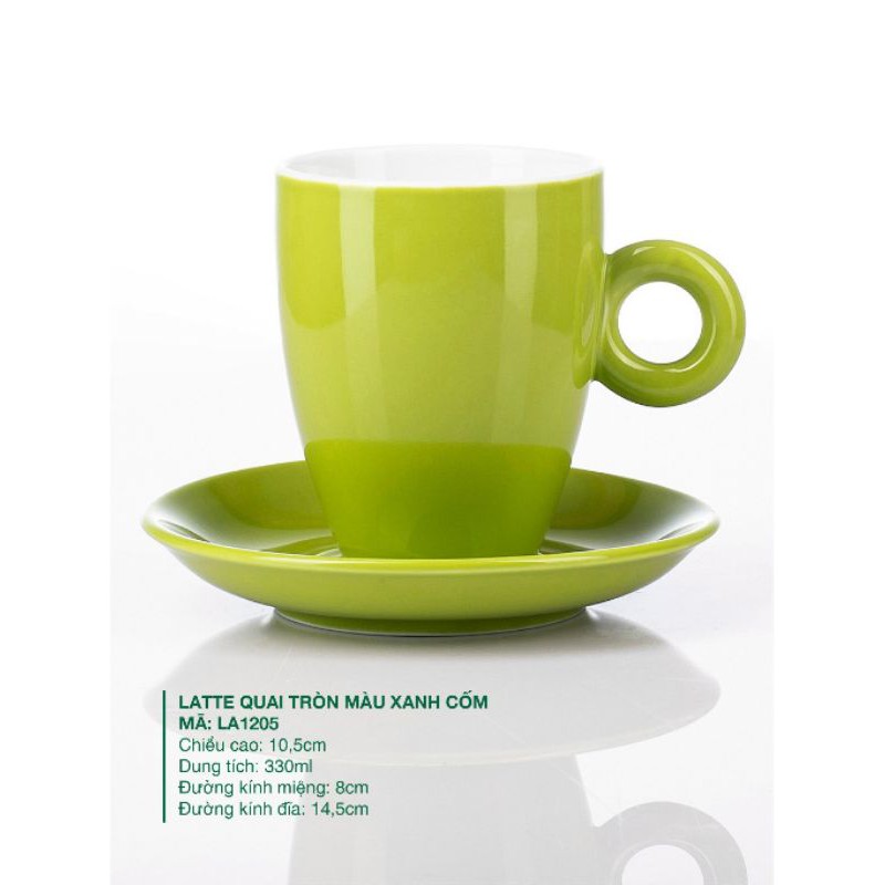 Set cốc ly sứ Latte Cà phê 330ml H10,5 × M8 - Đa dạng màu - Gốm sứ Bát tràng