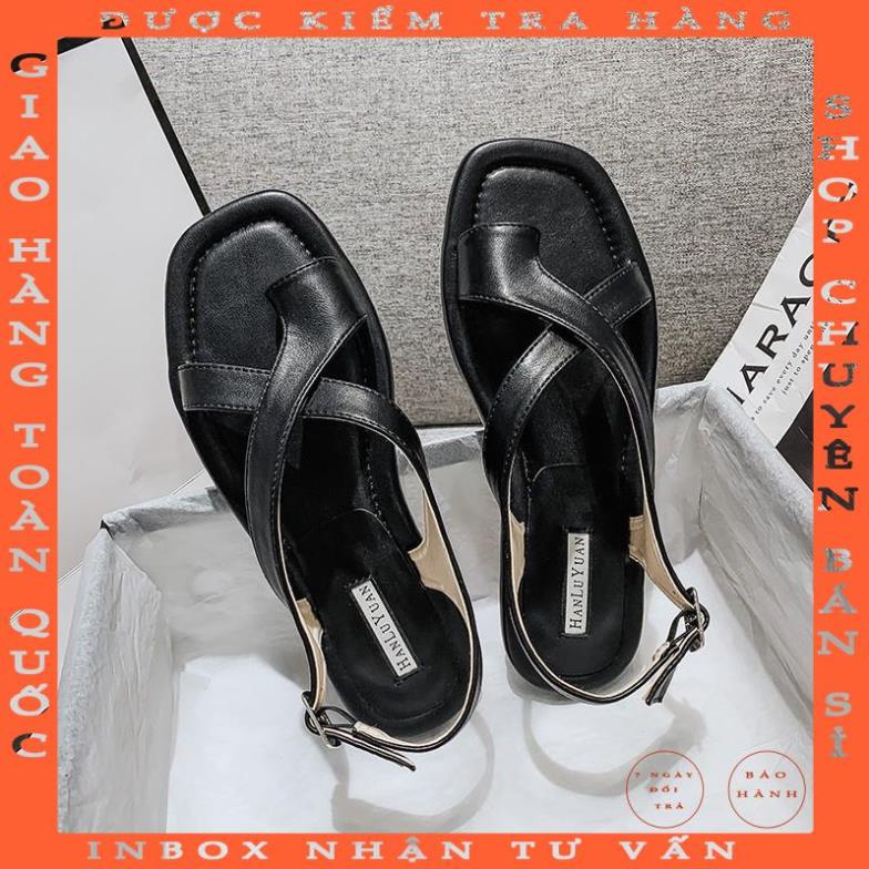 Giày (Dép) Sandal nữ xỏ ngón LCS40 chiến binh Y đế bệt, quai chéo