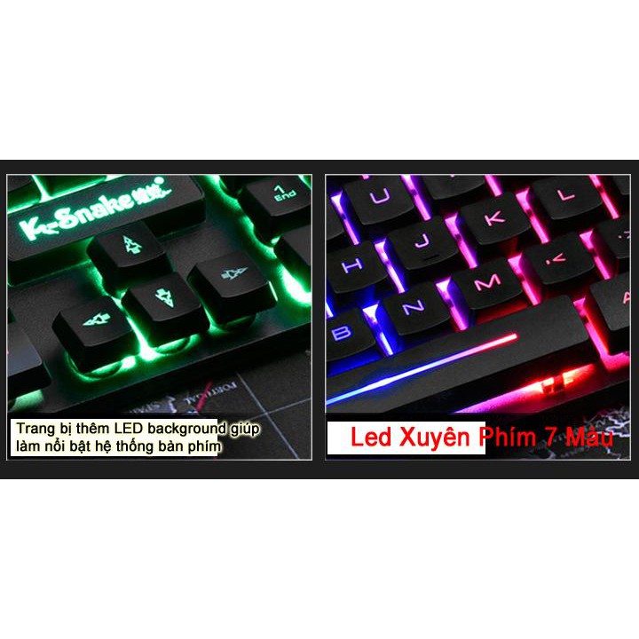 Bộ bàn phím và chuột K-SNAKE KM320 Game Led 7 màu