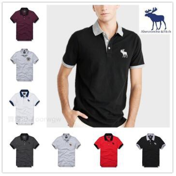 ABERCROMBIE & FITCH áo polo Tay Ngắn Dáng Ôm Màu Tương Phản Thời Trang Cho Nam