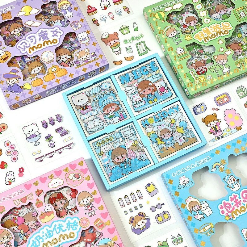 GIÁ 1 TỜ | Sticker dán sổ trang trí Little girl chibi MUA 5 TẶNG 2 GIAO KHÔNG TRÙNG MẪU - VP075