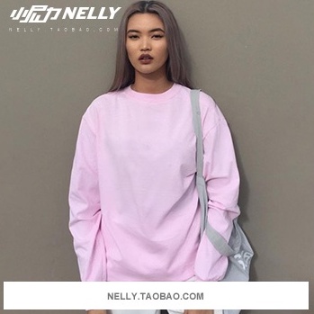 Áo Sweater Nỉ Nelly Heybig trơn màu hồng