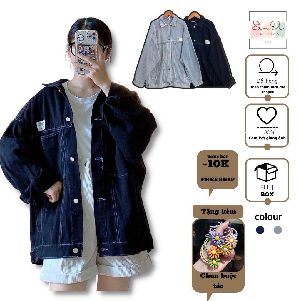 Áo Khoác Nữ Jean UNISEX Form Rộng Nữ - Áo khoác bò thêu logo SANDI