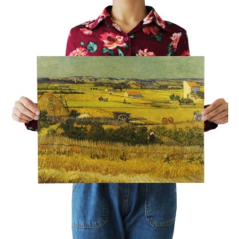 Tranh giấy Kraft treo tường trang trí quán cà phê phong cách Van Gogh
