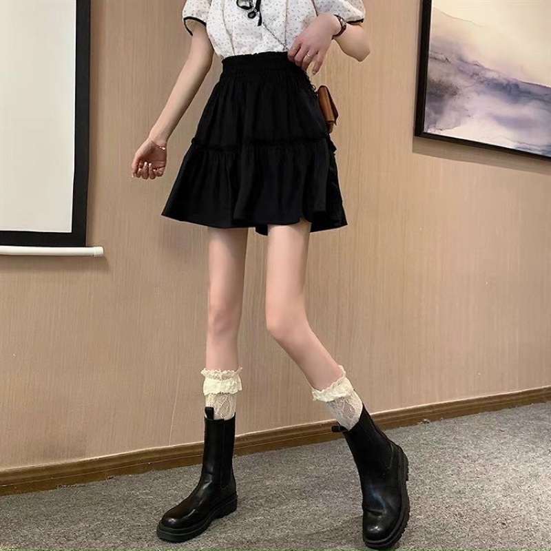 [New]Chân Váy Cạp Chun Xoè Nhấn Bèo GiữaChizi Shop