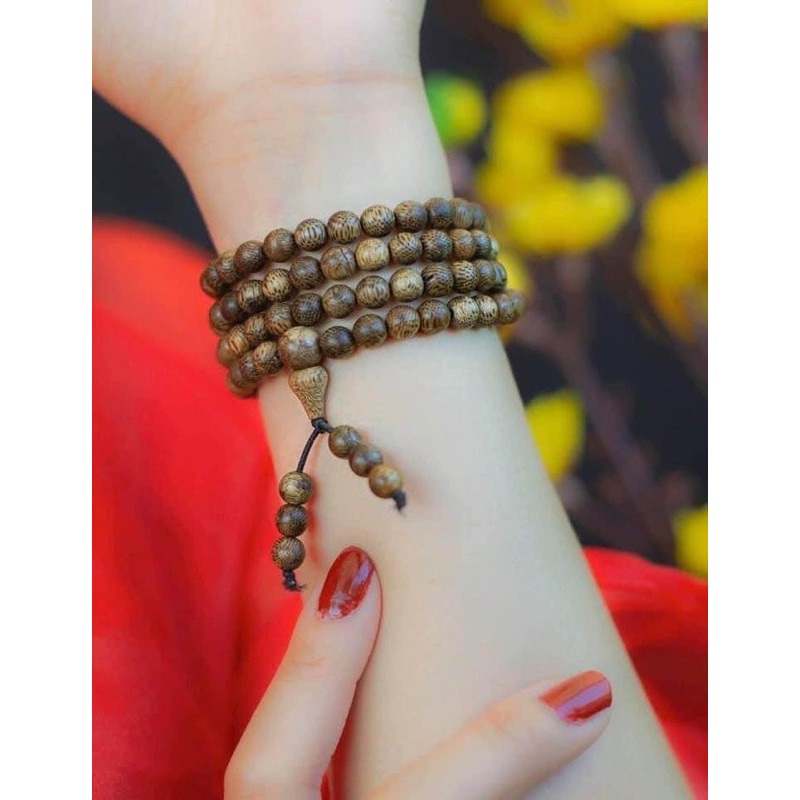 Vòng Đeo Tay 108 Hạt Gỗ Ngâm Trầm, Mùi Hương Tự Nhiên, Kèm Hộp Đưng Sang Trọng