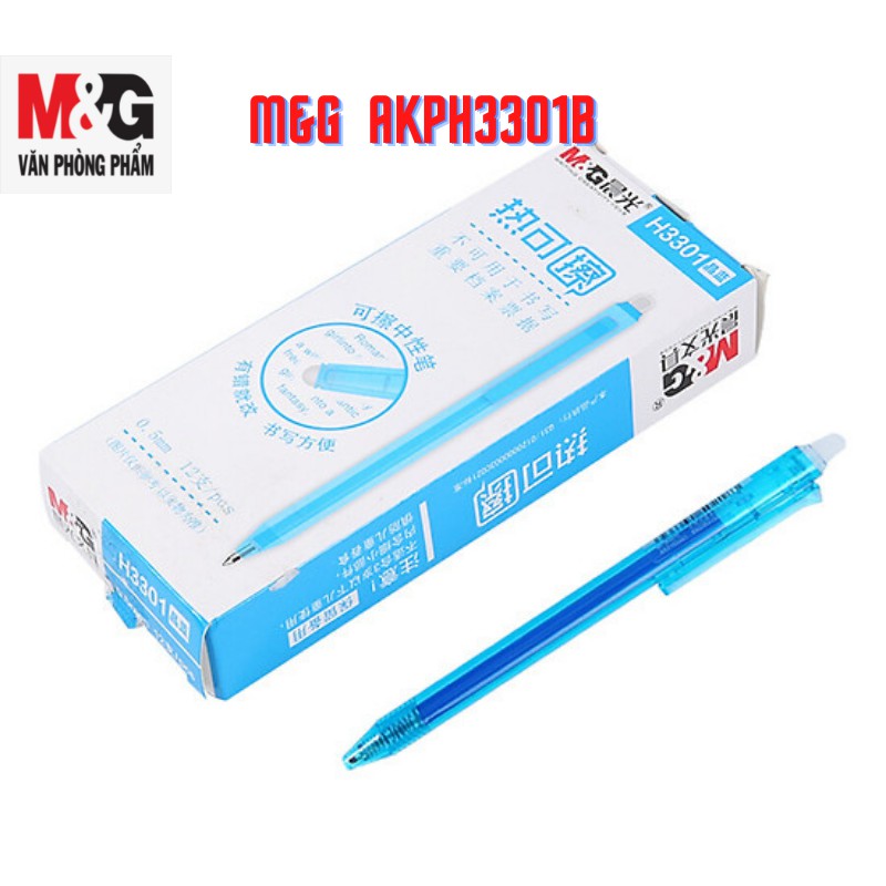 Bút Nước Xoá Được M&amp;G AKPH3301B2  Xanh Lợt (0.5)  dạng bấm thân màu xanh-1 cây