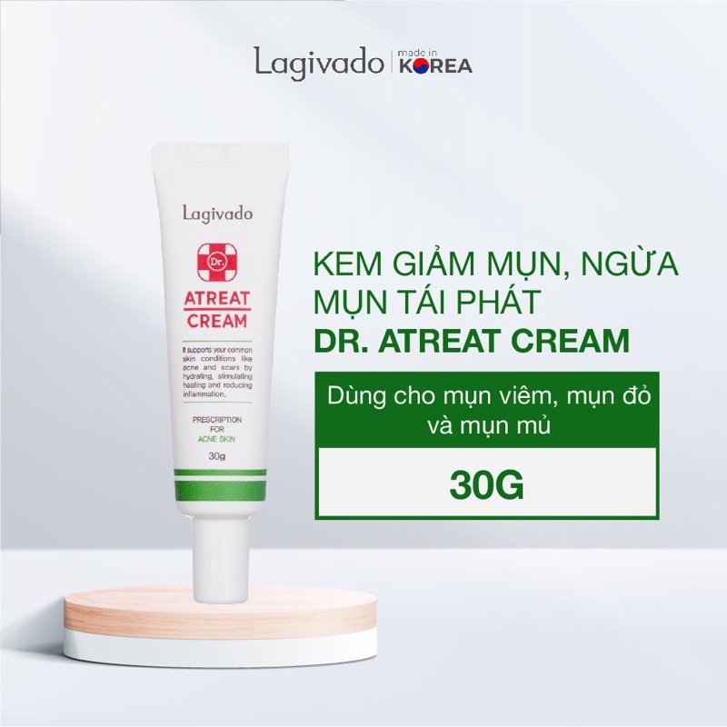 ATREAT CREAM LAGIVADO - Kem giảm mụn, ngăn ngừa thâm sẹo Hydrolyzed sponge 2% 30g