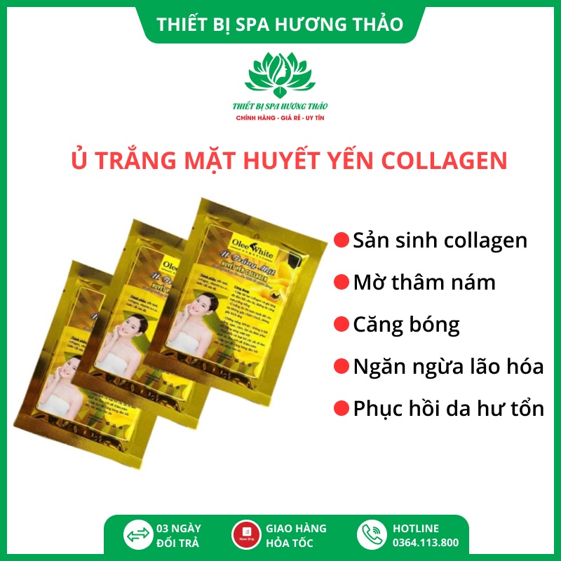 Ủ trắng da mặt, mặt nạ ủ trắng huyết yến collagen chuẩn loại 1