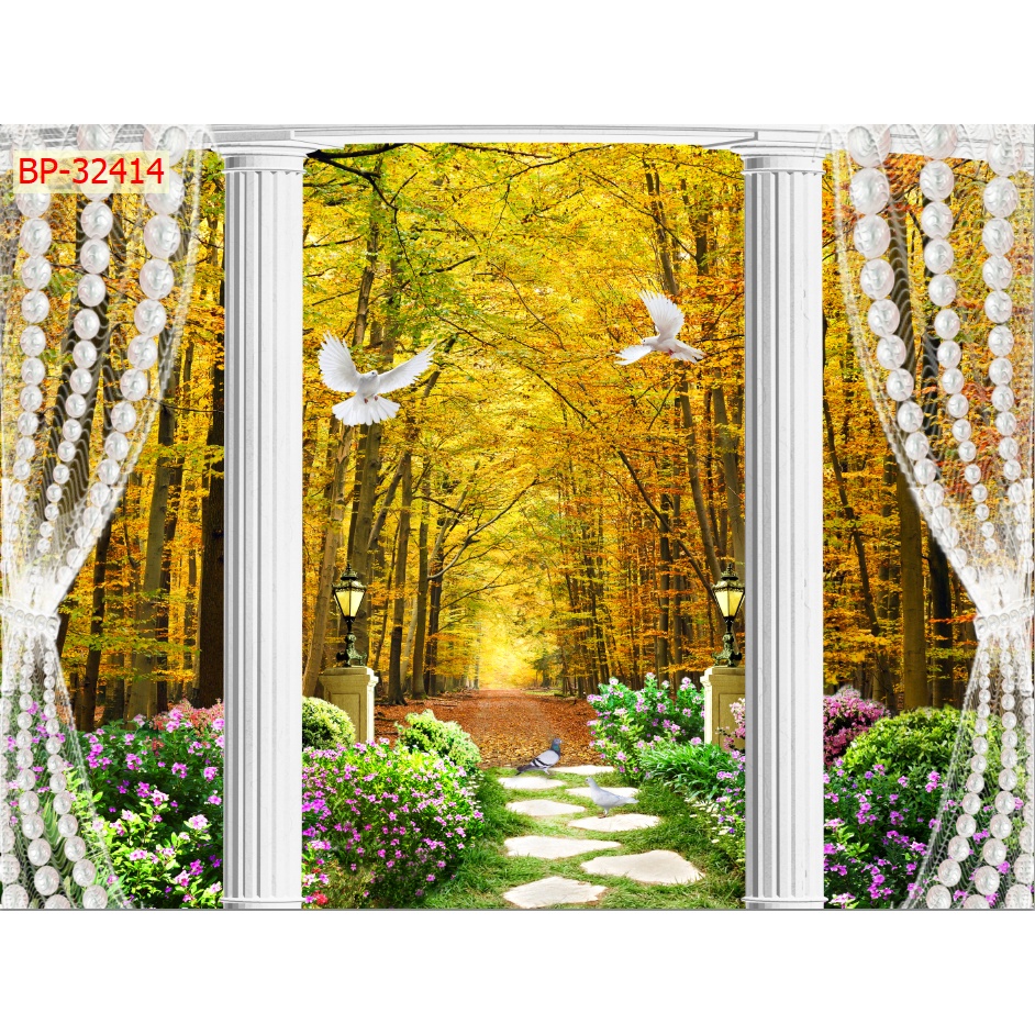 Tranh dán tường 3d cửa sổ thoáng mát