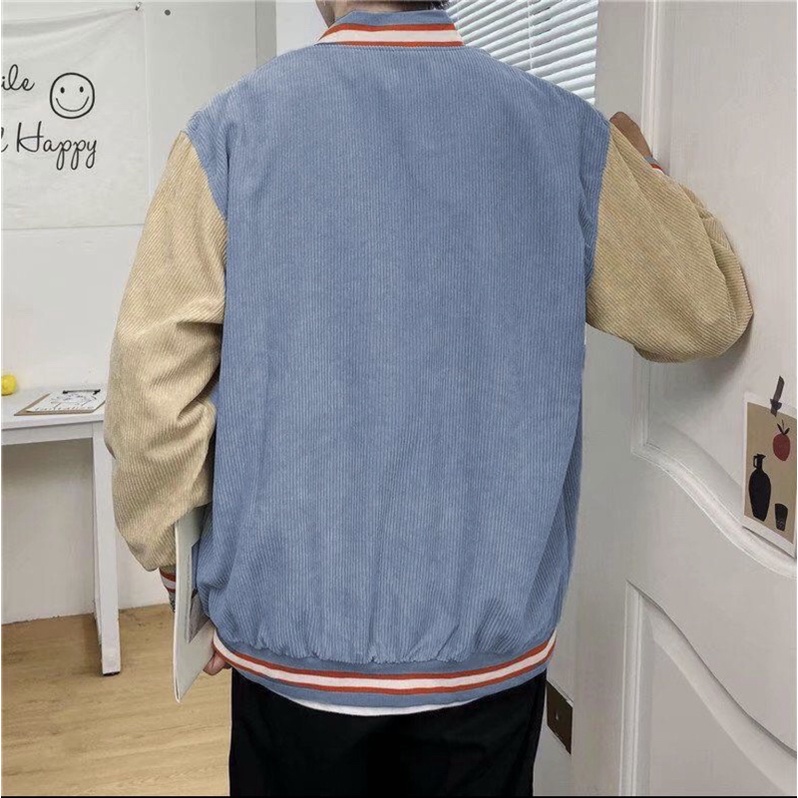 Áo khoác nhung, áo nhung bomer logo cầu vồng nam nữ cúc bấm sumisu shop 001