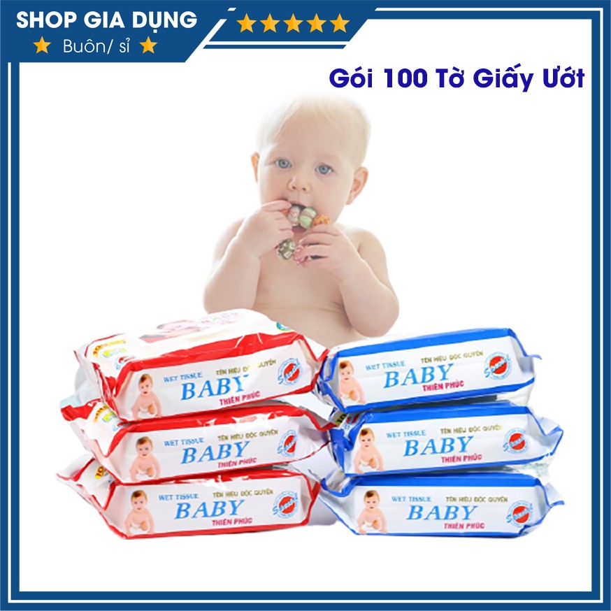 Giấy Ướt BABY Thiên Phúc Không Mùi Cho Bé Gói 100 Tờ