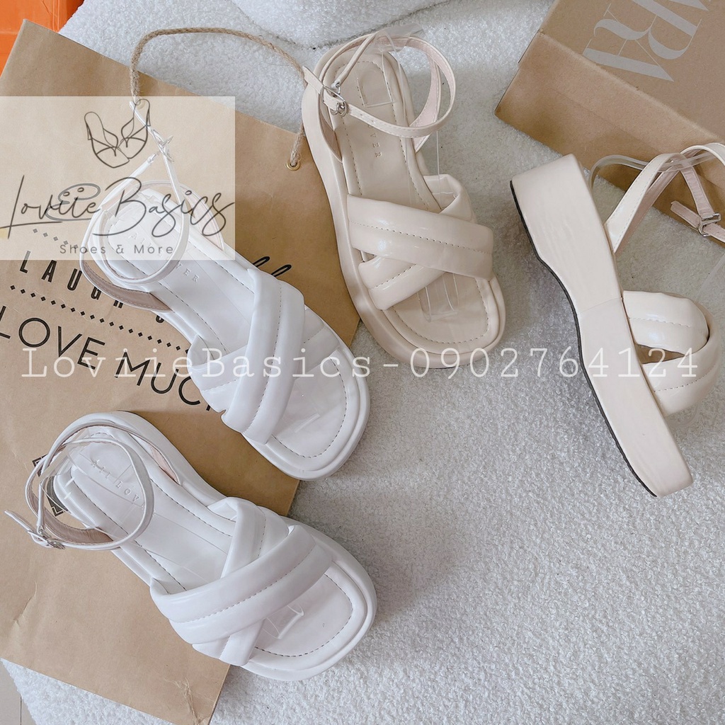 GIÀY XUỒNG NỮ LOVIIE BASICS - SANDAL  THỜI TRANG QUAI NGANG CHÉO ĐẾ BẰNG CAO CẤP S220815