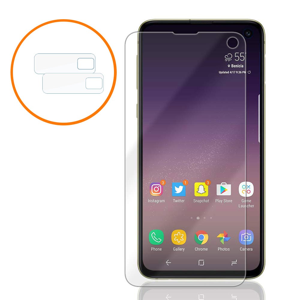 Combo cường lực dẻo và 4 miếng dán camera Samsung S10e