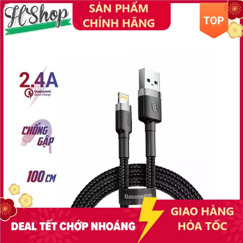 Cáp sạc nhanh truyền dữ liệu Baseus Cafule dây dù chống đứt dài 1M/2Mcho ip/tablet táo