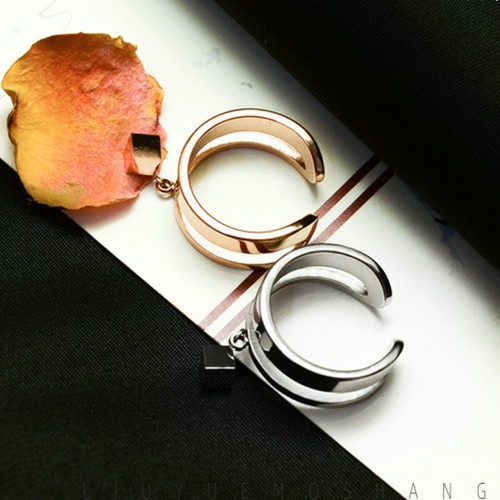 Nhẫn Nữ Bản To Cá Tính Titan Ko Đen TT 2723