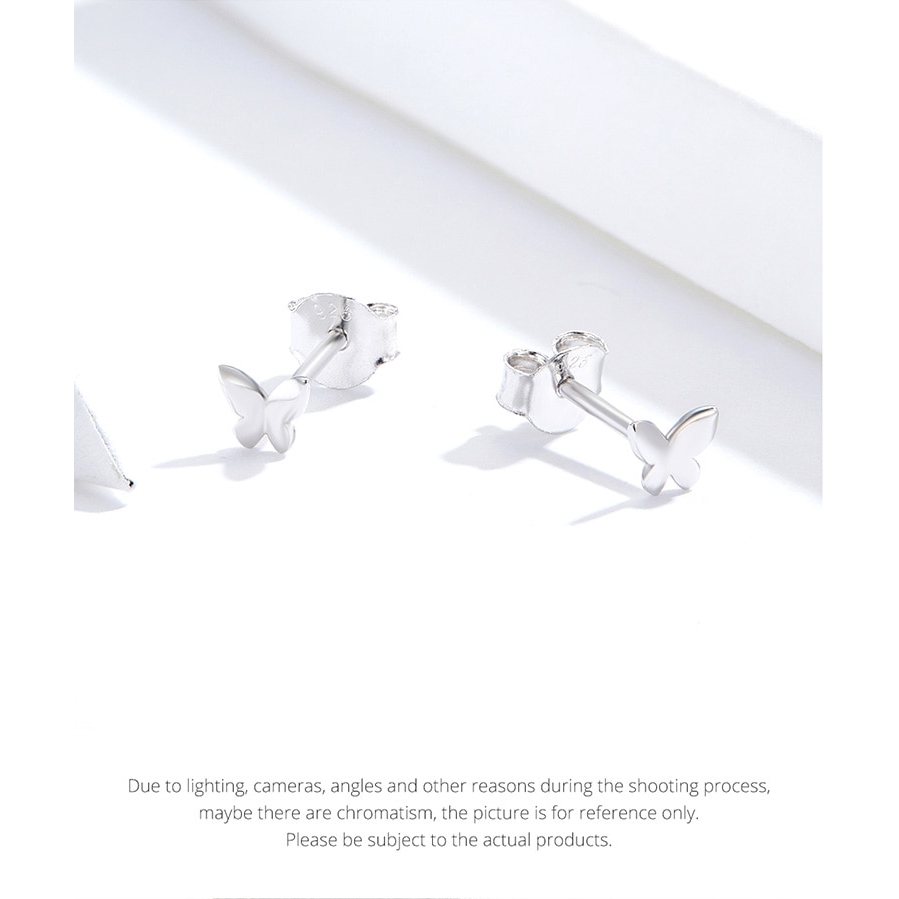 Bamoer Khuyên Tai Xỏ Lỗ Bằng Bạc 925 Hình Bướm Đơn Giản Chống Dị Ứng SCE775 Thời Trang Cho Nữ