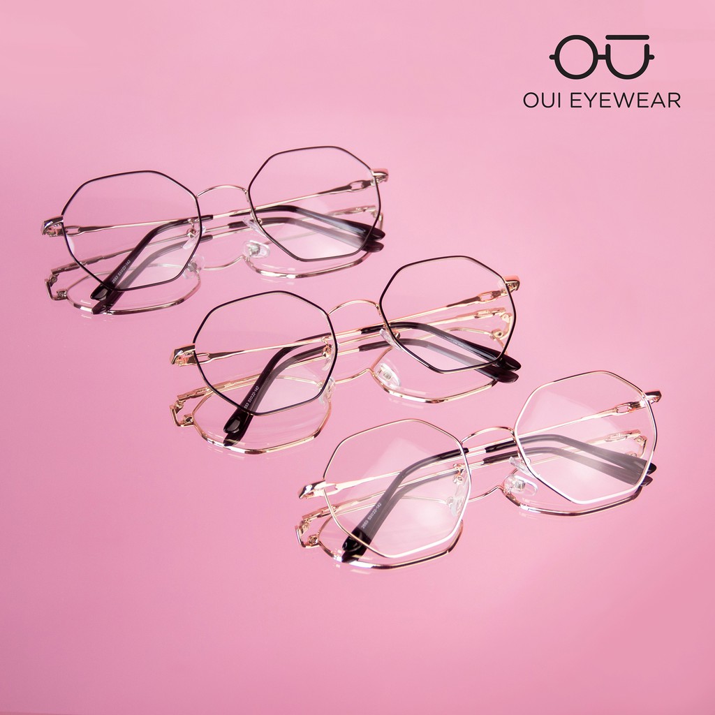 Gọng kính cận kim loại đa giác đuôi nút kim loại CK0023