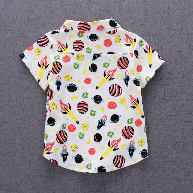 New fashion boy lapel cotton short sleeve + shorts two-piece suit children handsome summer children