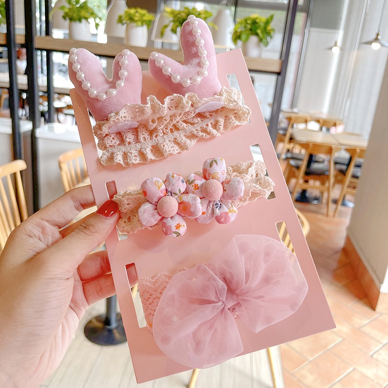 Set 3 Băng Đô Cotton Mềm Co Giãn Đính Nơ Xinh Xắn Cho Bé Gái