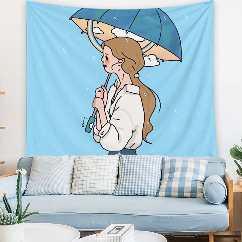 Thảm treo tường họa tiết hoạt hình phong cách Bắc Âu xinh xắn