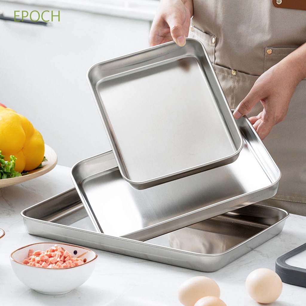 Khay nướng bánh bằng thép không gỉ hình chữ nhật tiện dụng