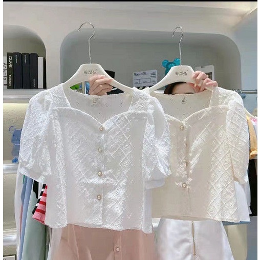 Áo Sơ Mi Tay Ngắn Cổ Vuông In Họa Tiết Thời Trang Mùa Hè Cho Nữ