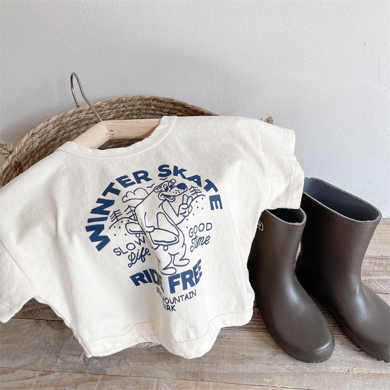 Áo Thun Cổ Tròn Họa Tiết Chữ Hoạt Hình Thời Trang Cho Trẻ Em Gái