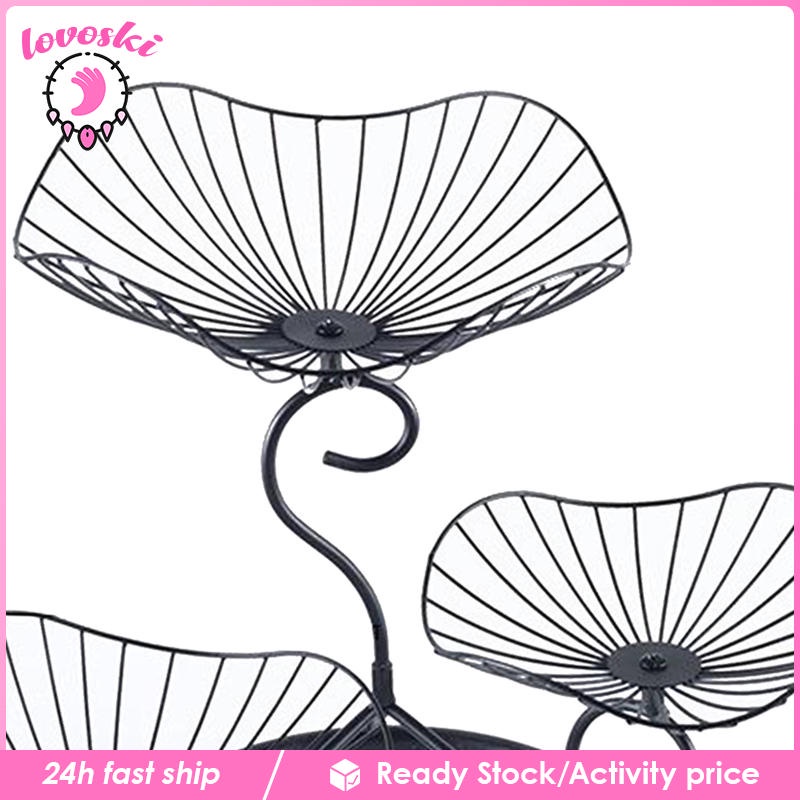 Giá đỡ trái cây 3 tầng hình lá sen bằng sắt