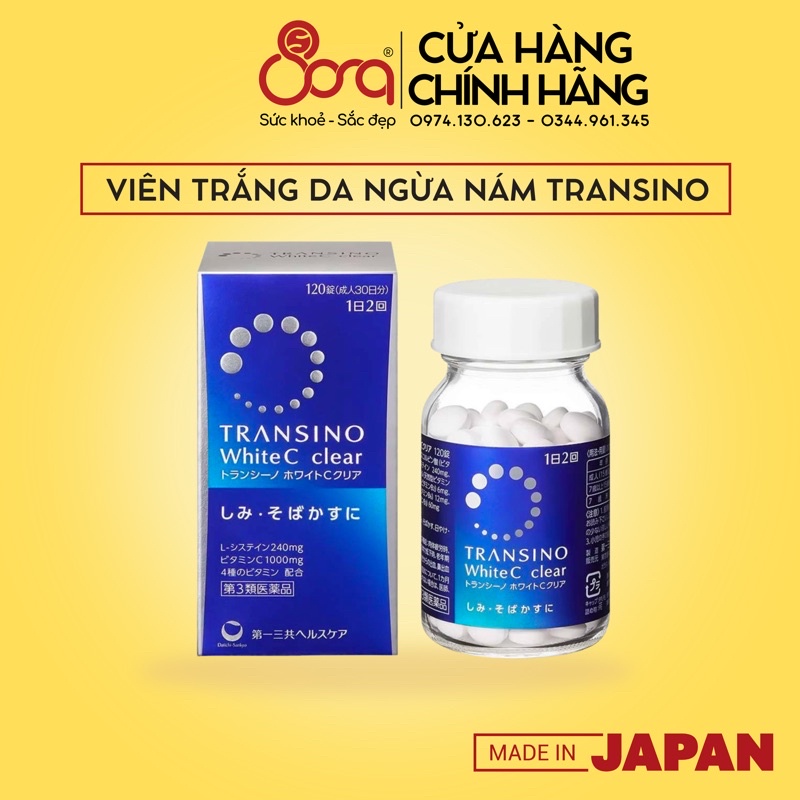 Viên uống trắng da Transino White C Clear Nhật 120 viên