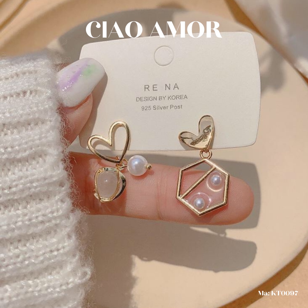 Khuyên tai nữ, Bông tay trái tim tiểu thư trang sức Ciao Amor - KT0097