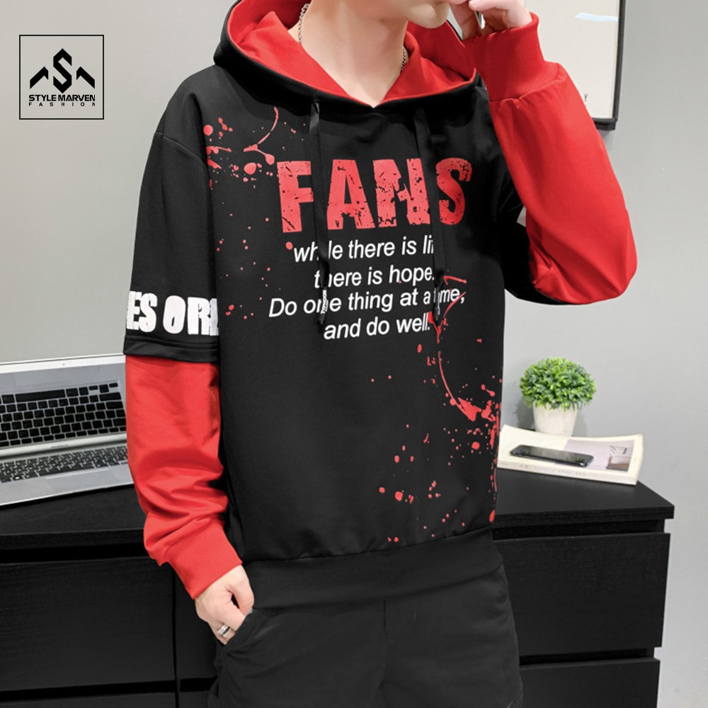 Bộ nỉ nam nữ thu đông STYLE MARVEN áo hoodie chữ FANS phối quần jogger GHEP TOP 175 + JOGGER 75