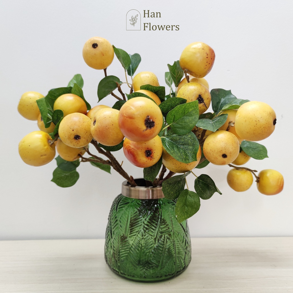 Cành táo vàng 4 quả - cành táo giả - trang trí nhà cửa Han Flowers