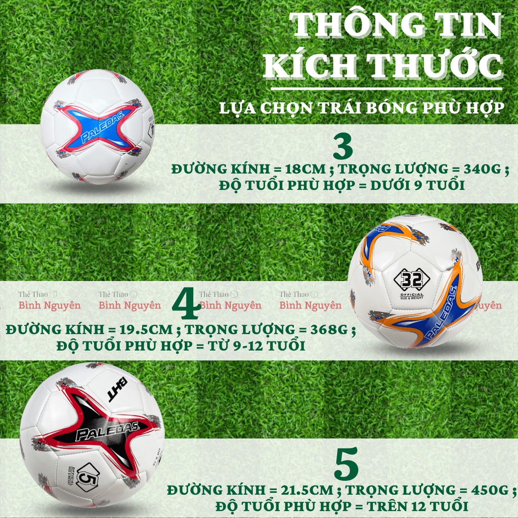 Bóng Đá Size 3 4 5 May Hàng VN Chất Lượng Cao - Trái Banh Số 5 Trẻ Em Người Lớn Tập Luyện