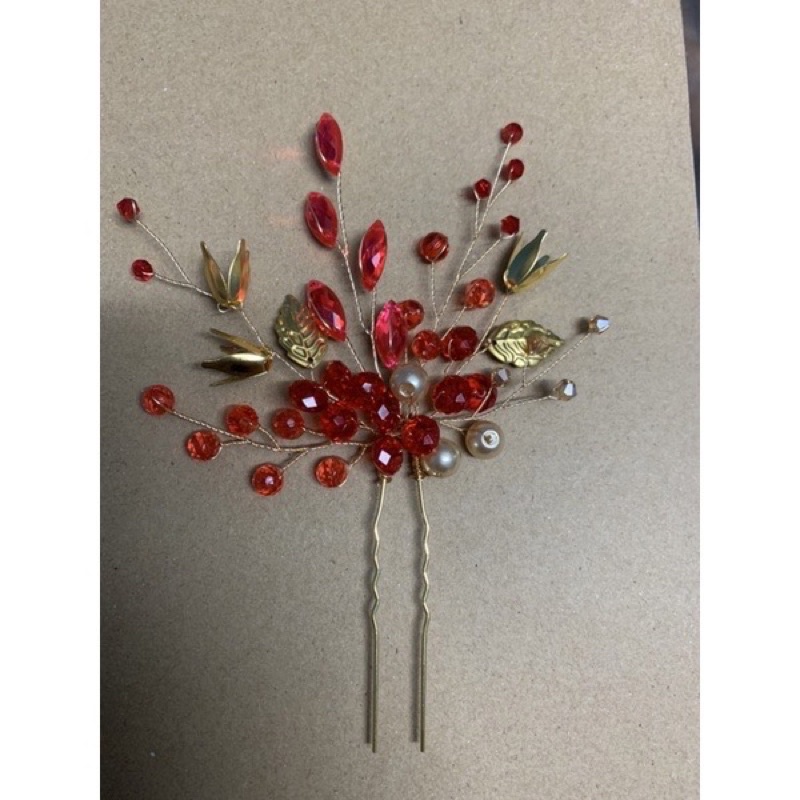 Cài tóc cô dâu đính Ngọc trai giả và hoa thanh lịch