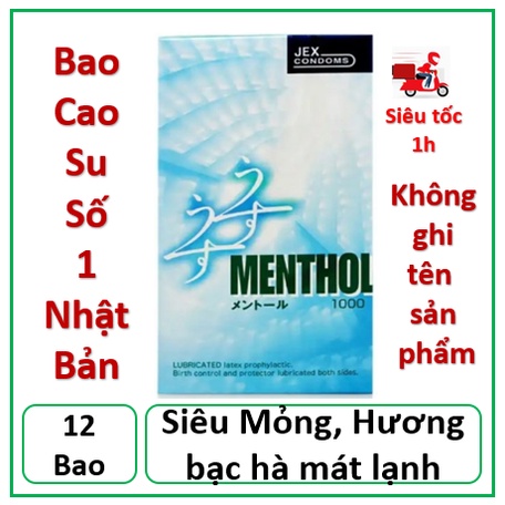 Bao Cao Su Tăng Khoái Cảm Jex Menthol - Hộp 12 bao