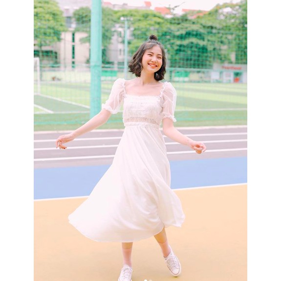Chân váy dài dự tiệc đi chơi midi skirt  vải voan caocaobycaochen 2 màu đen trắng có big size