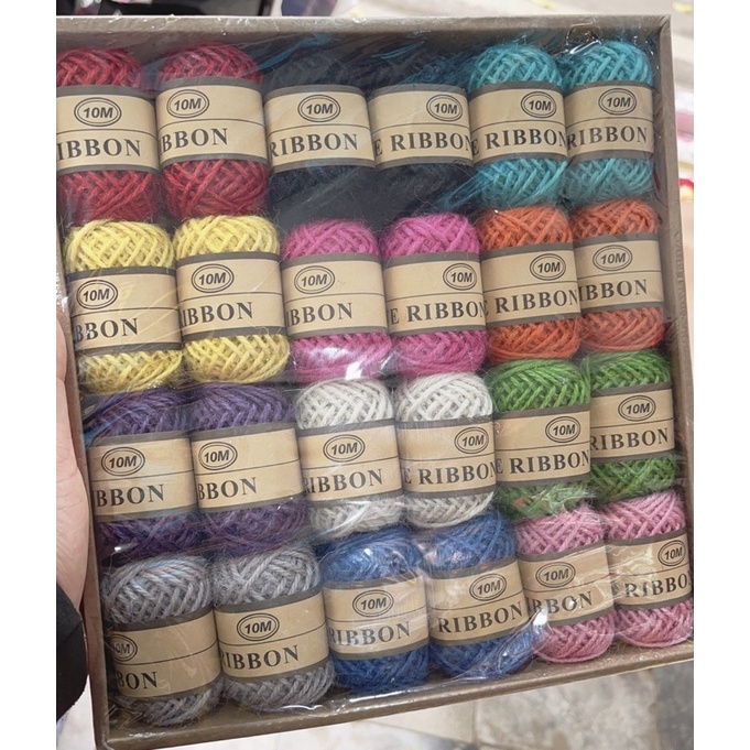12 cuộn dây gai,dây thừng nhiều màu làm đồ hanmade